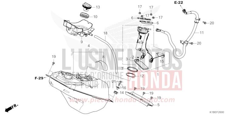 FUEL TANK for Forza 350 MAT ROBUST GRAY METALLIC (NHC74) from 2023
